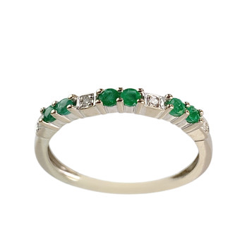 Tweedehands ring van 750 witgoud met smaragdgroene diamant