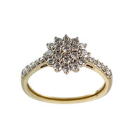 Tweedehands ring van 750 geelgoud met synthetische diamant