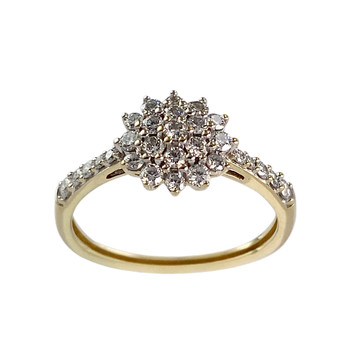 Tweedehands ring van 750 geelgoud met synthetische diamant