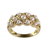 Bague d'occasion or 750 jaune perles de culture