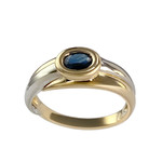 Pre-owned 18K two-tone gold ring with sapphire - view 1