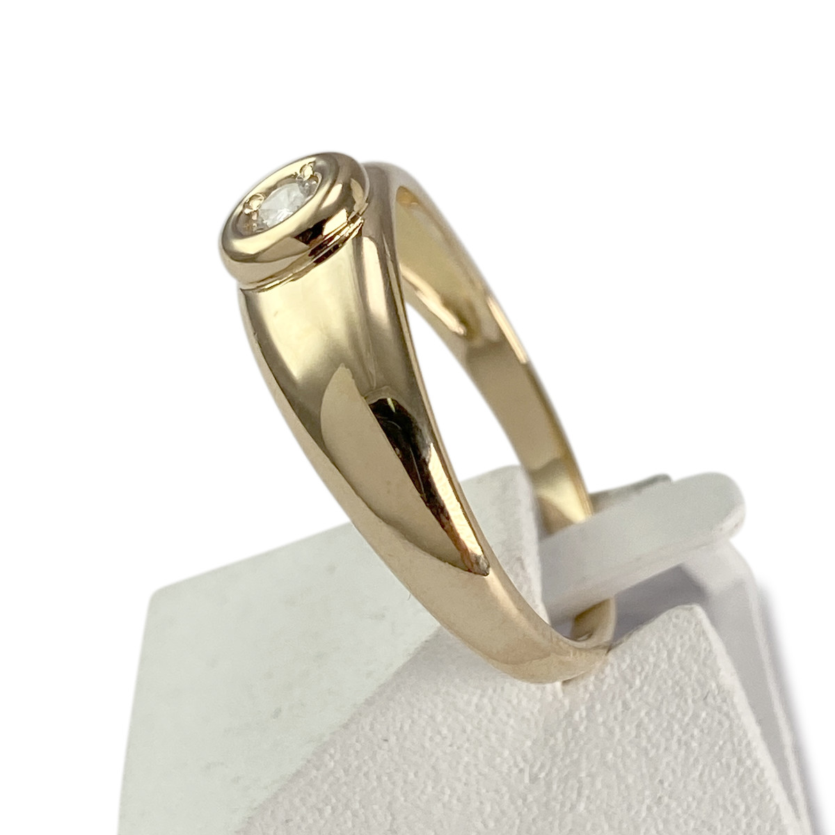 Tweedehands gouden 750 gele diamanten ring - bekijk 2