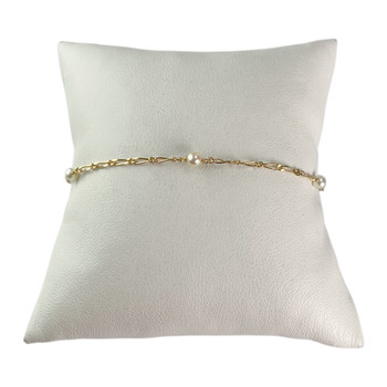 Bracelet d'occasion or 750 jaune maille fantaisie perles de culture