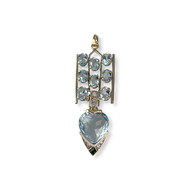 Pre-owned pendant in 750 white gold with sky blue topaz, sky blue topaz, and imitation zirconia stones