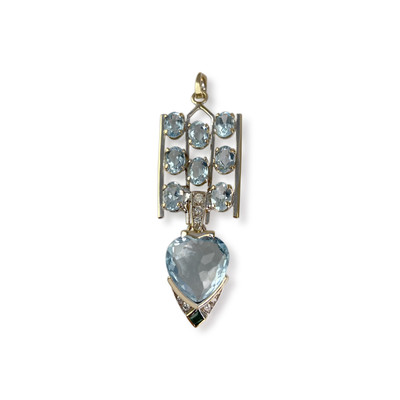 Pendentif d'occasion or 750 blanc topaze sky blue topaze sky bluezirconias pierre imitation