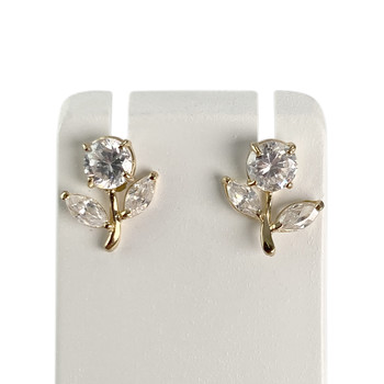 Boucles d'oreilles d'occasion or 750 jaune zirconia