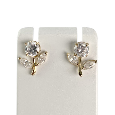 Boucles d'oreilles d'occasion or 750 jaune zirconia - vue 1