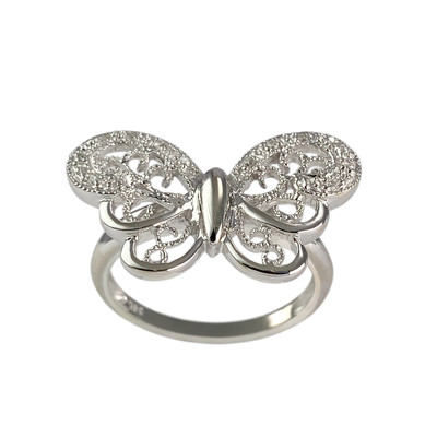 Bague d'occasion or 750 blanc papillon diamant