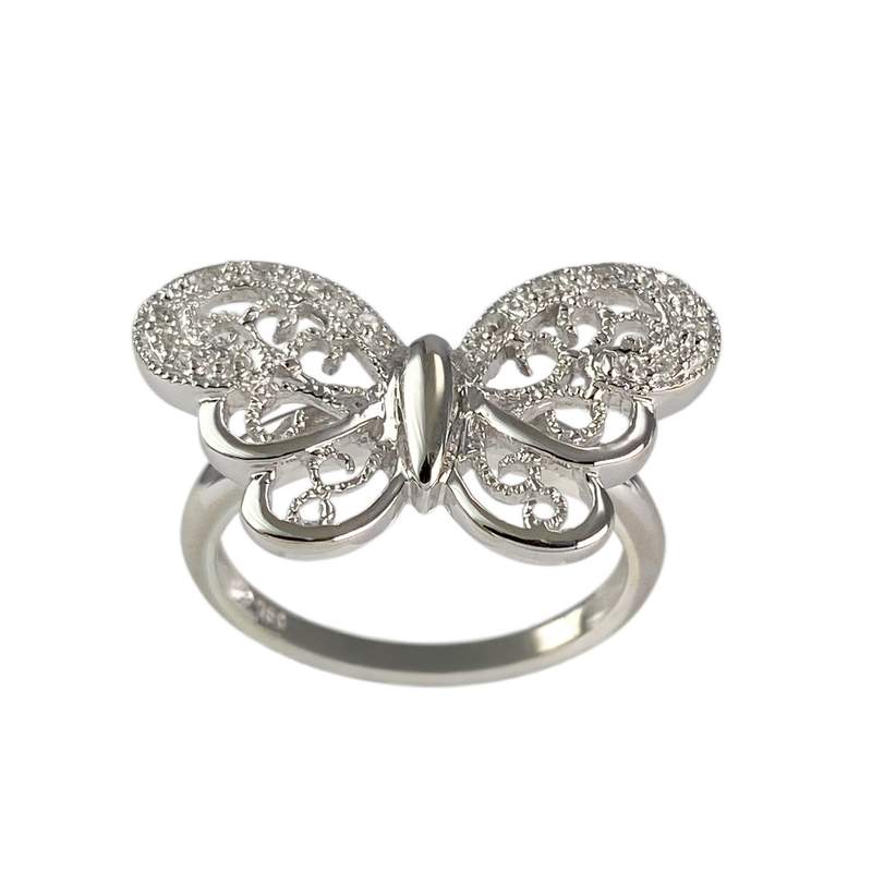 Bague d'occasion or 750 blanc papillon diamant - vue 1