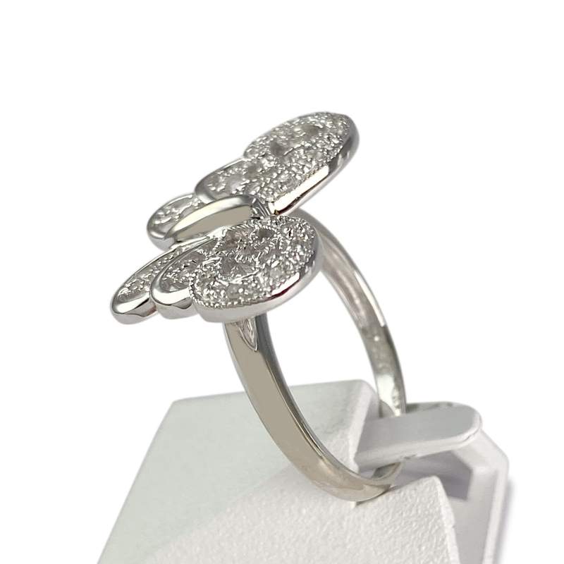Bague d'occasion or 750 blanc papillon diamant - vue 2