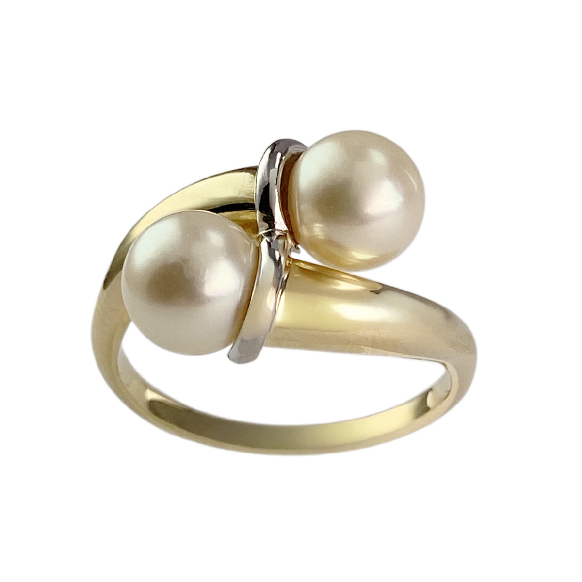 Bague d'occasion 2 ors 750 perles de culture