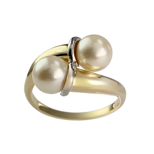 Bague d'occasion 2 ors 750 perles de culture