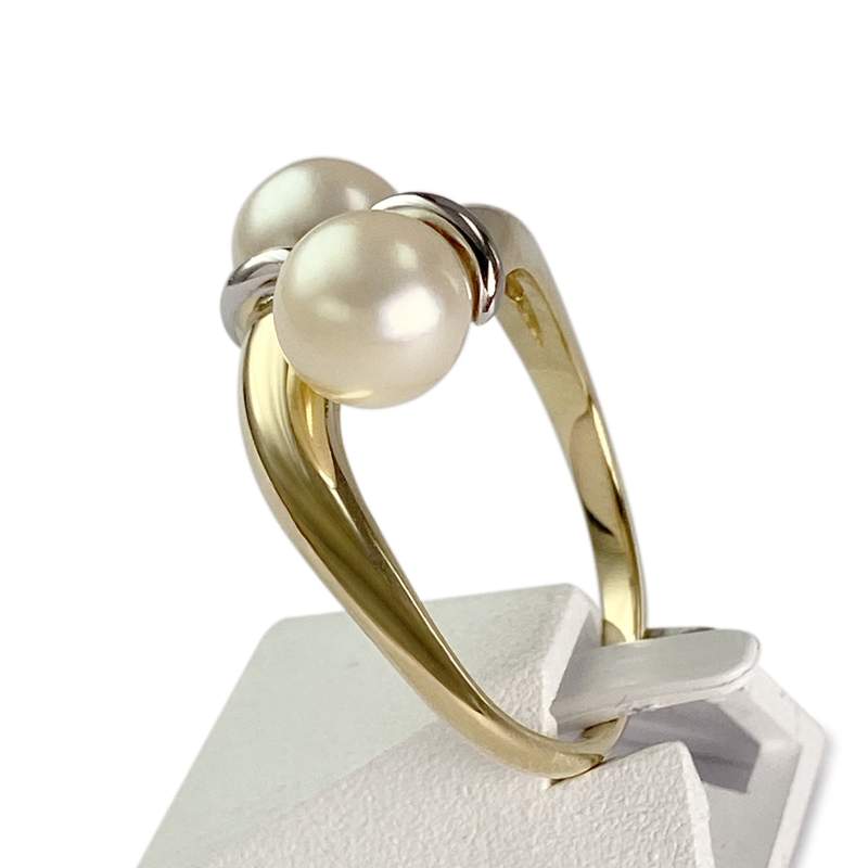 Bague d'occasion 2 ors 750 perles de culture - vue 2