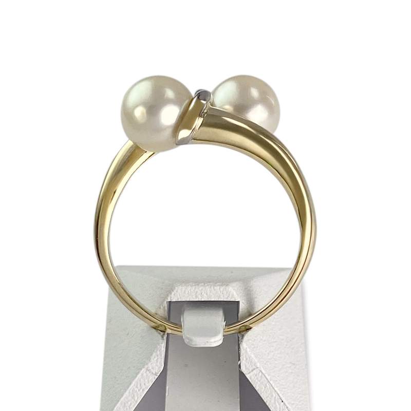 Bague d'occasion 2 ors 750 perles de culture - vue 3
