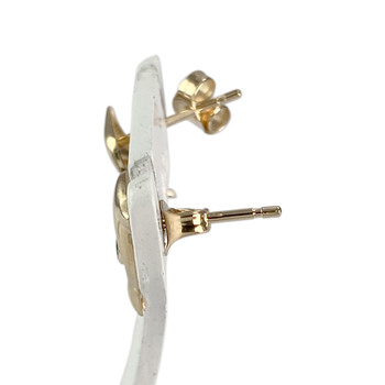 Boucles d'oreilles d'occasion or 750 jaune dauphin émeraude