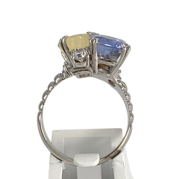 Bague d'occasion or 750 blanc saphir, saphir jaune et diamants