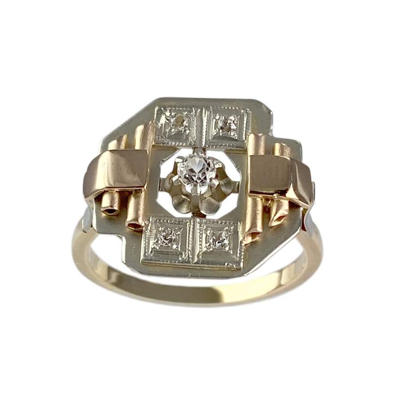 Bague d'occasion or 750 jaune pierres blanches - vue 1