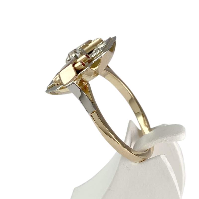 Bague d'occasion or 750 jaune pierres blanches - vue 2