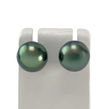 Boucles d'oreilles d'occasion argent gris perles de Tahiti