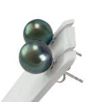 Boucles d'oreilles d'occasion argent gris perles de Tahiti - vue 2