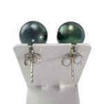 Boucles d'oreilles d'occasion argent gris perles de Tahiti - vue 3