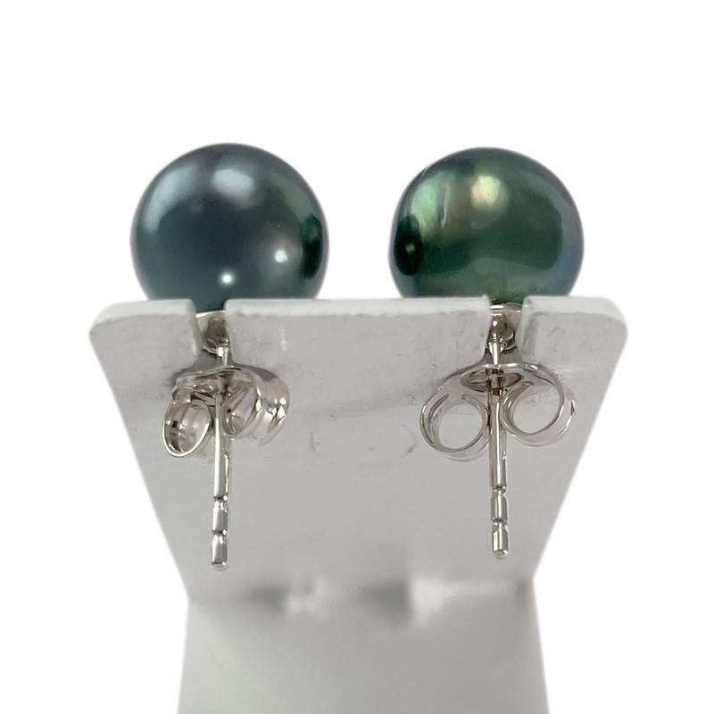 Boucles d'oreilles d'occasion argent gris perles de Tahiti - vue 3
