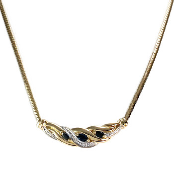 Collier d'occasion or 750  2 tons maille serpent diamants saphirs