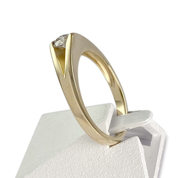 Tweedehands gouden 750 gele diamanten ring