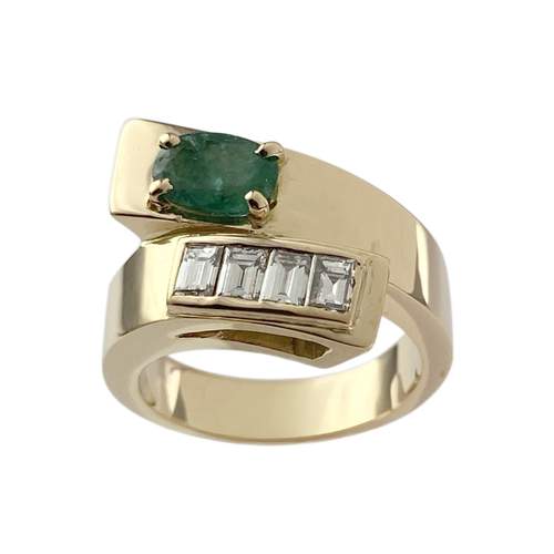 Bague d'occasion or 750 jaune émeraude diamants