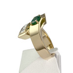 Bague d'occasion or 750 jaune émeraude diamants - vue 2