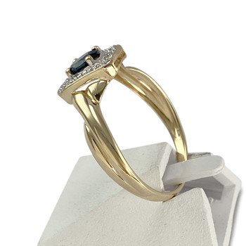 Bague d'occasion or 750 2 tons diamants saphir