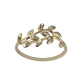 Tweedehands gouden ring 750 gele diamanten