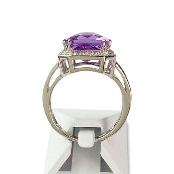 Bague d'occasion 2 ors 750 améthyste diamants