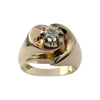 Tweedehands gouden 750 gele diamanten ring