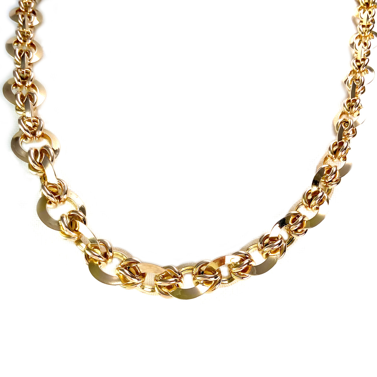 Second-hand necklace 750 yellow gold fancy mesh