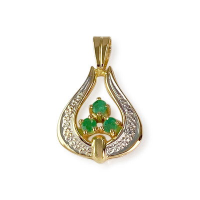 Pendentif d'occasion 2 ors 750 émeraude - vue 1