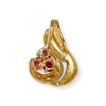 Pendentif d'occasion 2 ors 750 diamants rubis