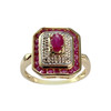Pre-owned ring, 750 gold, two-tone, diamonds, rubies - view V1