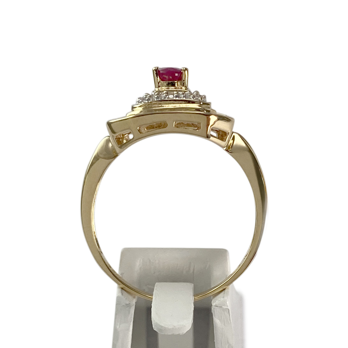 Bague d'occasion  or 750 2 tons diamants rubis - vue 3