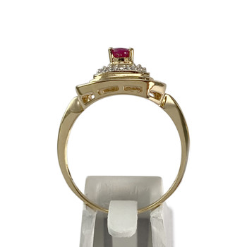 Pre-owned ring, 750 gold, two-tone, diamonds, rubies