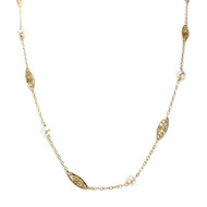 Collier d'occasion or 750 jaune maille fantaisie perles de culture