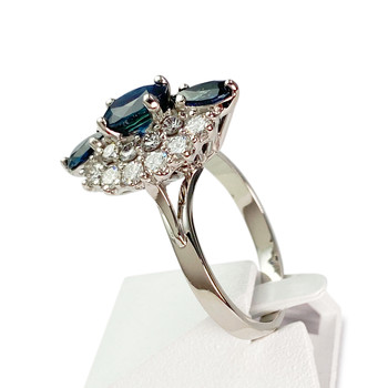 Bague d'occasion or 750 blanc saphirs diamants