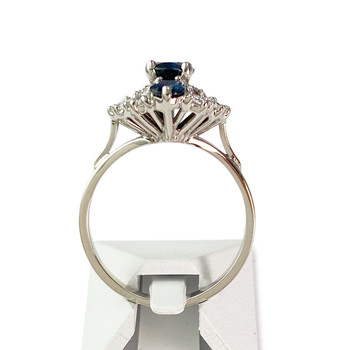 Bague d'occasion or 750 blanc saphirs diamants