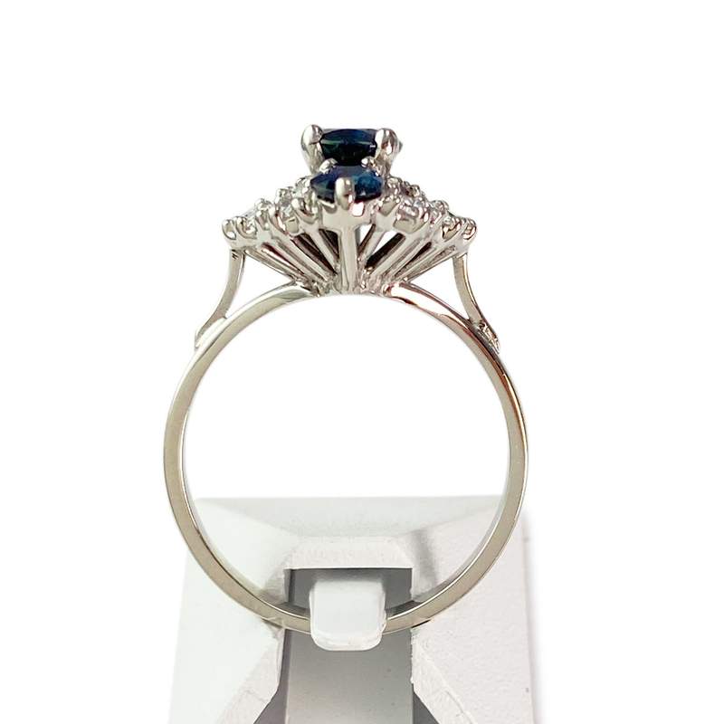 Bague d'occasion or 750 blanc saphirs diamants - vue 3
