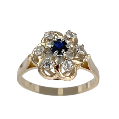 Bague d'occasion or 750 2 tons saphir spinelles synthétiques - vue 1