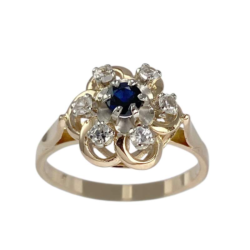 Bague d'occasion or 750 2 tons saphir spinelles synthétiques - vue 1
