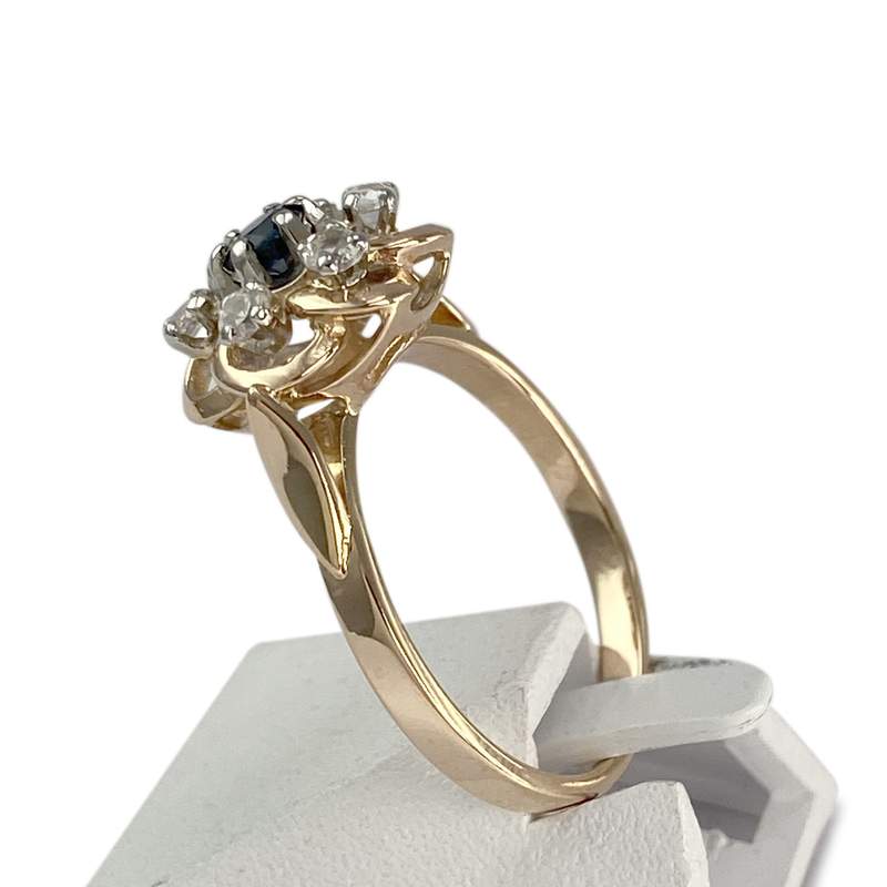 Bague d'occasion or 750 2 tons saphir spinelles synthétiques - vue 2