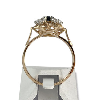 Bague d'occasion or 750 2 tons saphir spinelles synthétiques