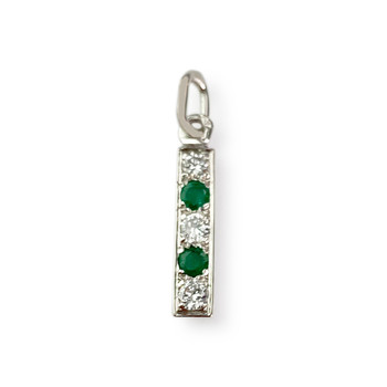 Pendentif d'occasion or 750 blanc diamants émeraudes