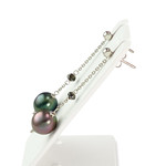 Boucles d'oreilles d'occasion or 750 blanc perles de Tahiti diamants noirs - vue 2